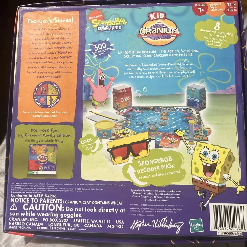 SPONGEBOB SquarePants Nickelodeon Kid CRANIUM 2009 Ages 7+
